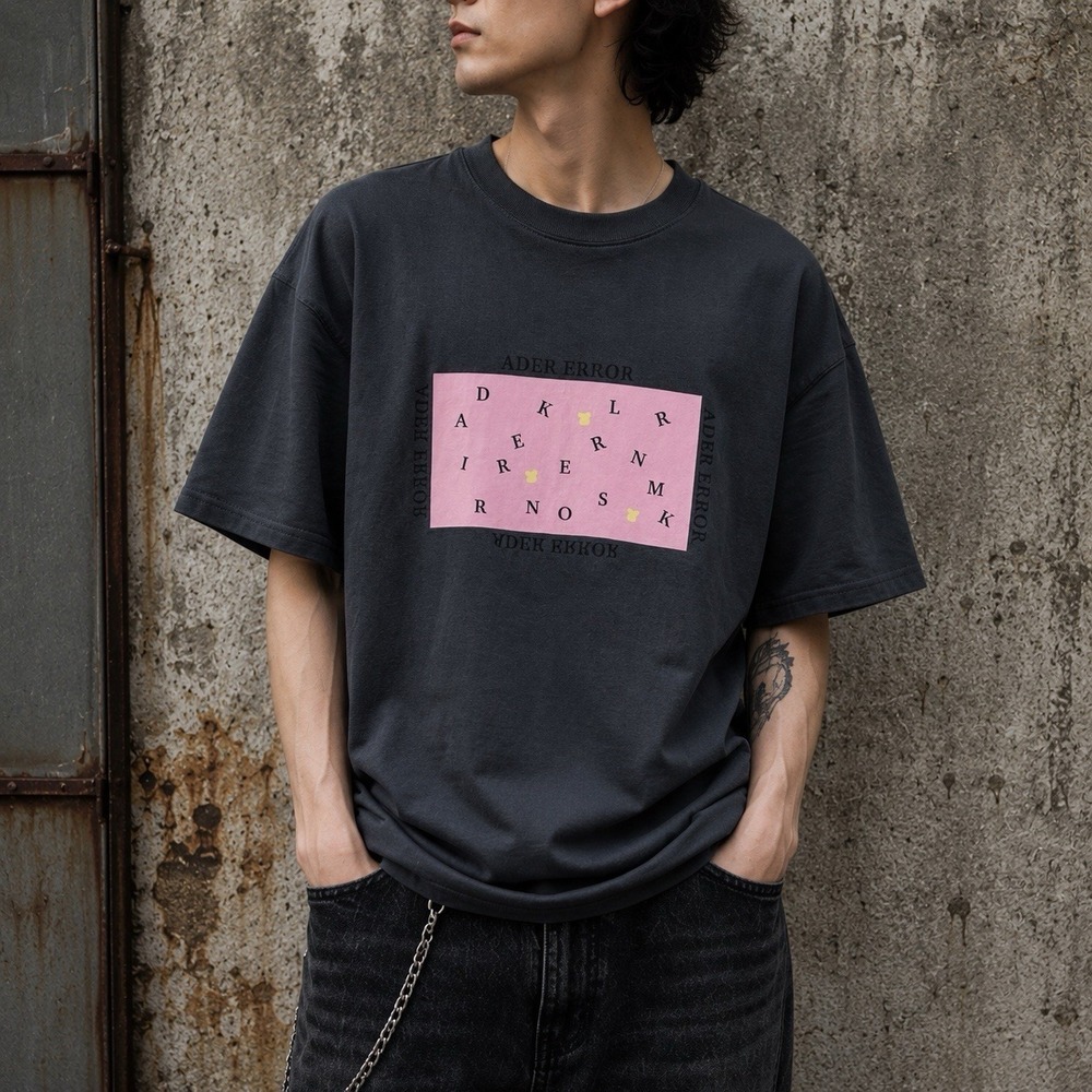 Ader Error Charcoal Crewneck Graphic Tee Skater Grunge‎ Eclectic Streetwear S